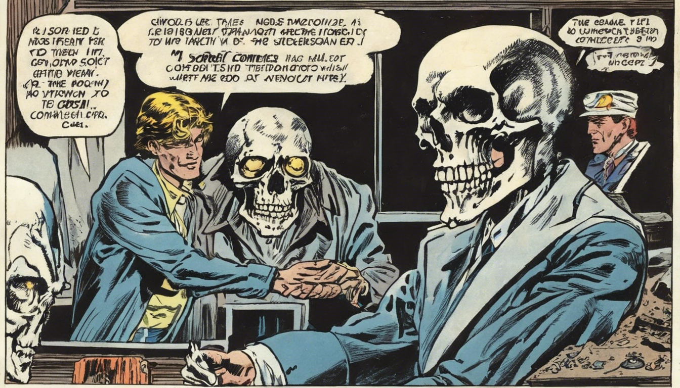 découvrez la bande dessinée dc de la semaine 2 d'août 1983 : le crâne du sorcier. plongez dans l'univers captivant de mercredi bandes dessinées avec cette histoire palpitante.
