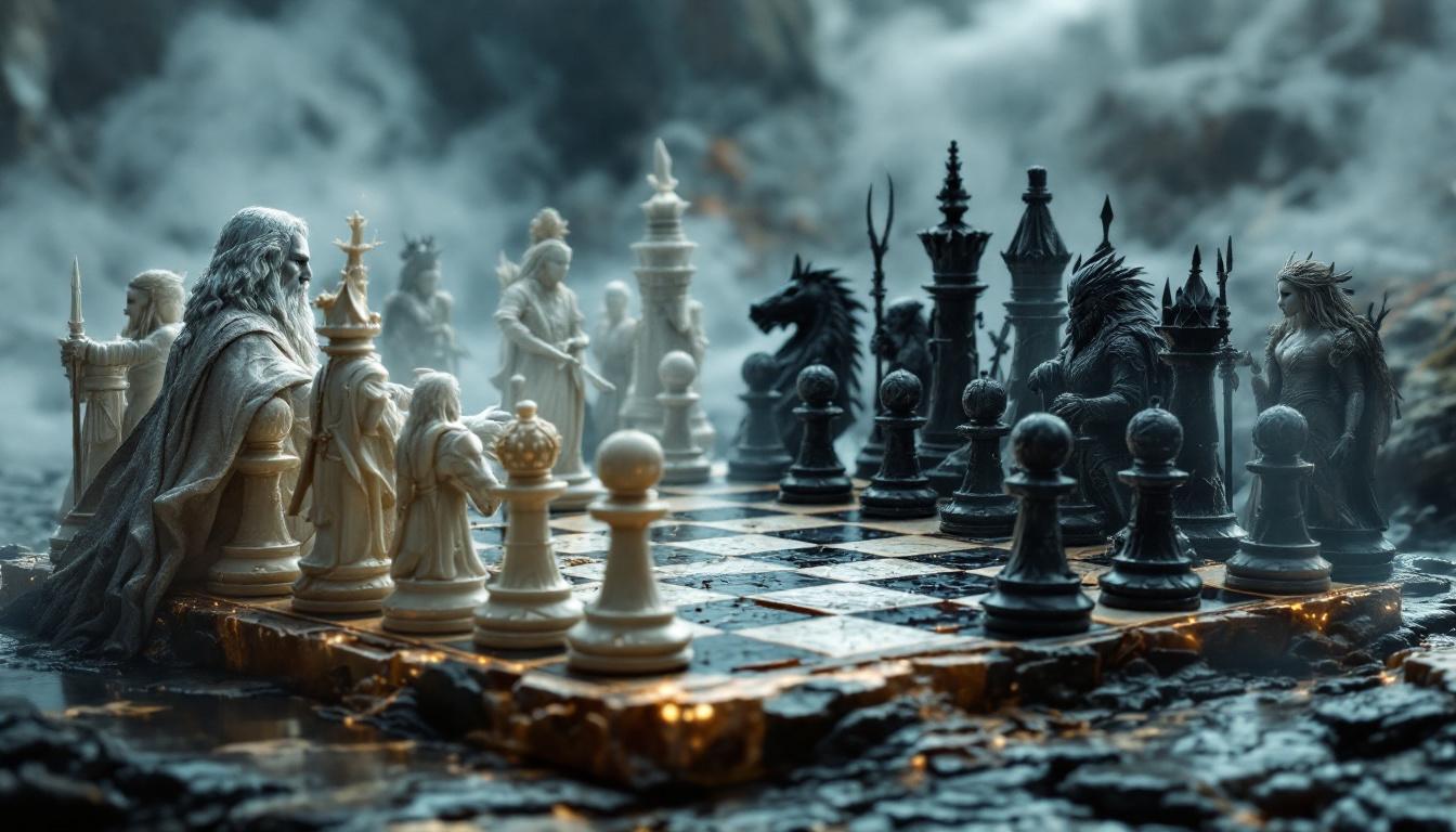 découvrez le jeu d'échecs à thème seigneur des anneaux, où des personnages emblématiques s'affrontent sur un plateau stratégique. plongez dans l'univers fascinant de tolkien tout en perfectionnant vos compétences aux échecs grâce à des stratégies inspirées de l'épique saga. un incontournable pour les fans d'échecs et de fantasy!