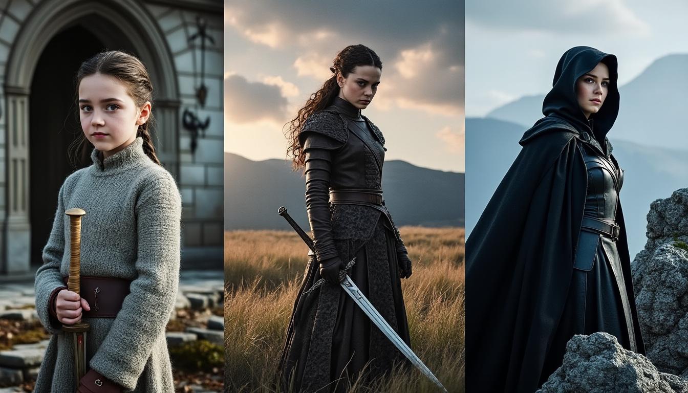découvrez l'évolution fascinante d'arya stark dans game of thrones, illustrant sa force et sa résilience face aux épreuves. explorez son parcours de jeune fille naïve à guerrière redoutable, symbole de survie et de détermination dans un monde impitoyable.